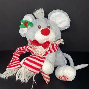 Sciarpa canna caramelle peluche topo puffalump grigio Natale Fisher Price nylon imbottito - Foto 1 di 8