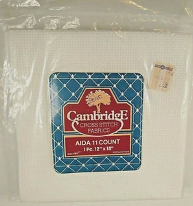White  Aida 11 Count 12 X 18" Cross Stitch Cloth Fabric  New Cambridge - Picture 1 of 3