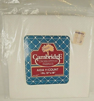 White  Aida 11 Count 12 X 18" Cross Stitch Cloth Fabric  New Cambridge - Image 1 of 3