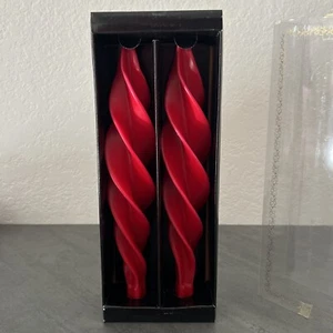 New Dadant 12" Feather Spiral Beeswax Holiday Candles Set of 2 Classic Red - Picture 1 of 4