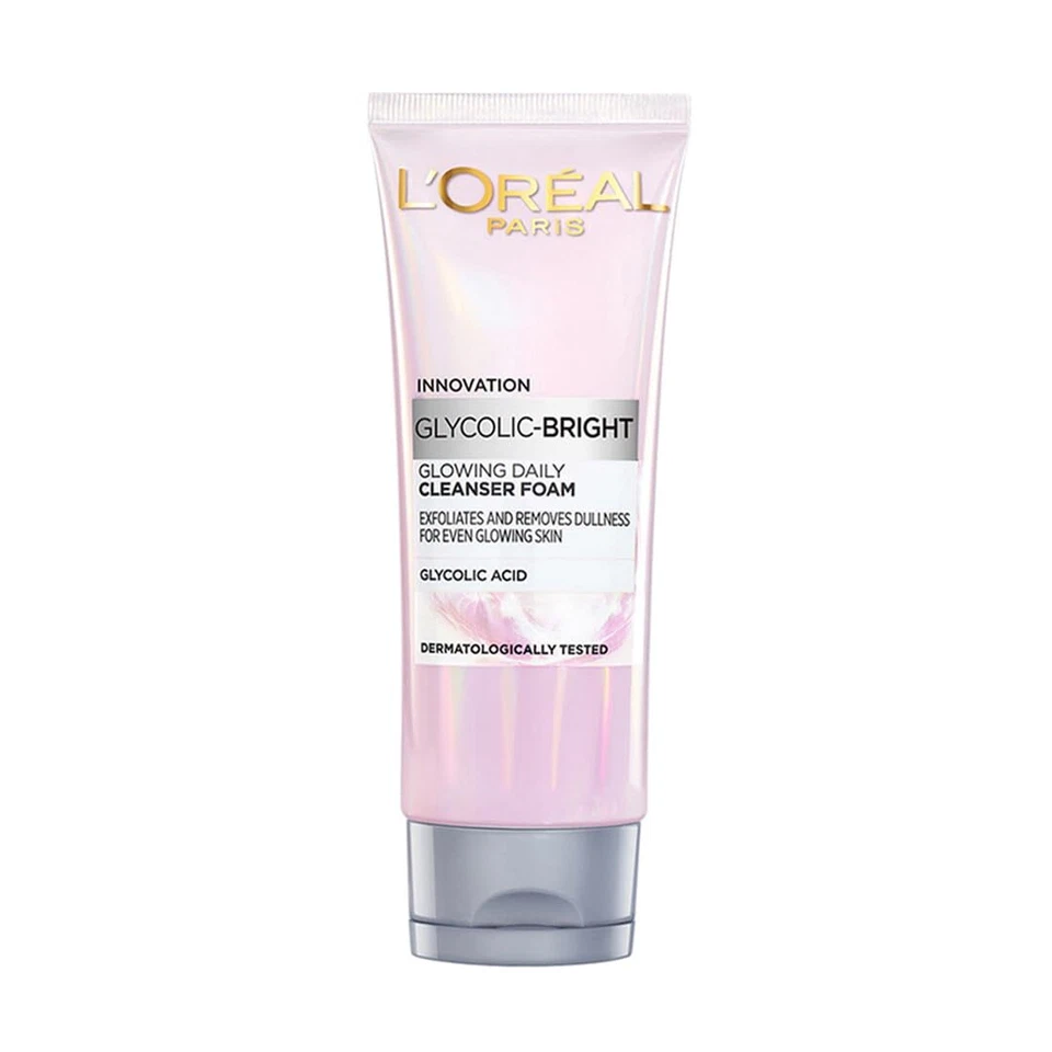 L'Oreal Paris Glycolic Bright Daily Foaming Face Cleanser, 100ml | FREE SHIPPING - Image 1 of 4
