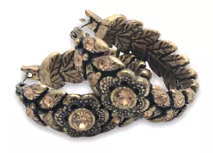 Pendientes mujer Liz Claiborne LC aro amarillo estrás firmados - Imagen 1 de 4
