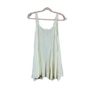 NUEVO SIN ETIQUETAS FREE PEOPLE Mujer Talla S Marfil Transparente Sin Mangas Cuentas Vestido Tanque - Imagen 1 de 5