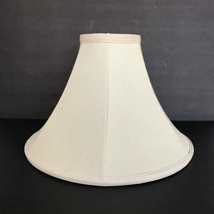 Fabric Bell Lampshade Light Creamy Beige Cloth Lining Spider Fitter 15" W 10" T - Picture 1 of 12
