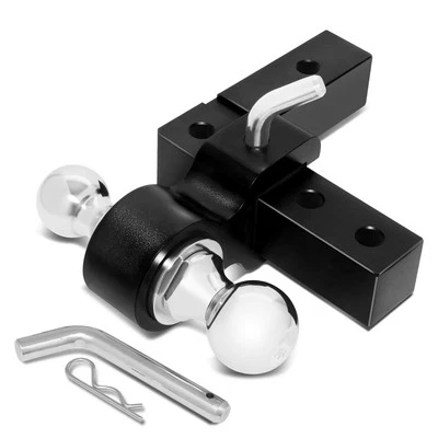 Aluminum Dual Ball 6" Drop/Rise Adjustable Trailer Tow Hitch 2" Receiver Black - Image 1 of 4