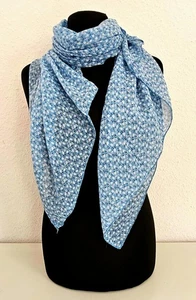 Blogger Italy Schal Tuch Halstuch mit Seide asymetrisch kleiner Print Jeansblau - Bild 1 von 3