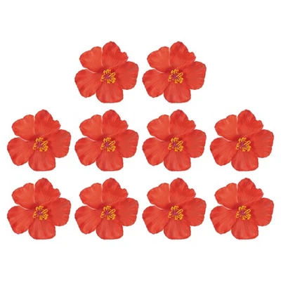 10Pcs Hawaiian Hibiscus Flowers Foam Artificial Flowers Hair Clip Red Foto 1 de 4