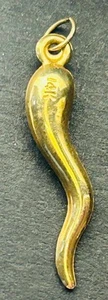14K Yellow Gold Italian Horn Cornicello Charm Good Luck Amulet Hallmark 523 Gram - Picture 1 of 4
