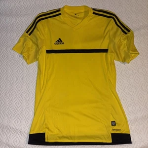 Camiseta deportiva Adidas Climacool pequeña de fútbol para hombre amarilla negra a rayas - Imagen 1 de 5