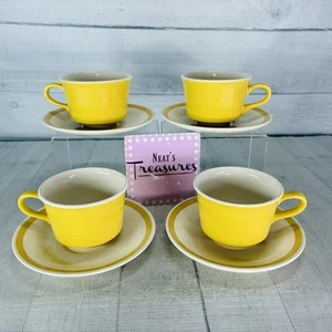 Juego de 4 tazas y platillos Royal China Cavalier CASABLANCA banda amarilla Ironstone 8 oz - Imagen 1 de 19