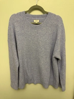 J Crew Sweater Women's Large Blue Extra Soft Classic-Fit Ribbed Crewneck - Image 1 of 4