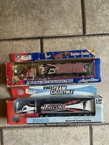 Limited NFL Atlanta Falcons Kenworth Peterbilt Toy Model Trailer 1:80 Fleer Die - Picture 1 of 8