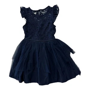 Zunie Girl Girl's All Occasion Lightweight Lace To Mesh Knee Length Dress - Picture 1 of 2
