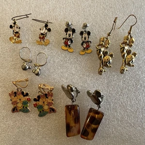 Lot Vintage Disney Mickey Minnie Mouse Dangle Pierced & Clip on Earrings - Picture 1 of 7