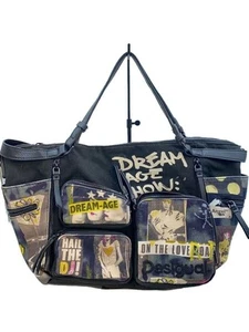 Desigual Shoulder Bag Cotton Black All-over Pattern 23WAXA27 - Picture 1 of 6