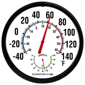 13.25 Inch Round Thermometer with Hygrometer, Large Indoor Wall Patio Bimetal... - Picture 1 of 8