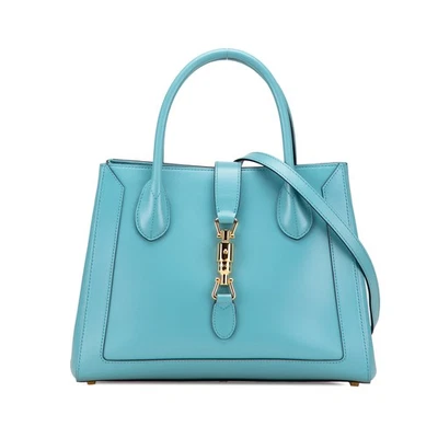 Bolso de Mano Gucci Autenticado Piel Mediana Jackie 1961 Cuero de Becerro Azul Claro Foto 1 de 4