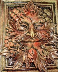 Green Man Forest God Season Leaf Face Mask Wall Sculpture - Picture 1 of 1