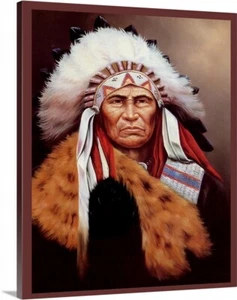 Native Indian Chief old west Stretched Canvas Wrap Print Vintage Photo - Picture 1 of 1
