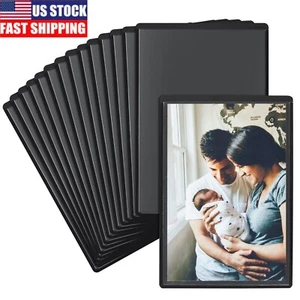 NEW 15 Pack 4x6 Black Magnetic Picture Frames for Refrigerator with Clear Cover - Picture 1 of 9