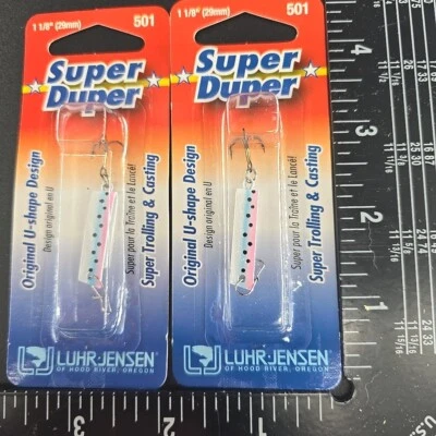 2 señuelos de pesca Luhr Jensen Super Duper 501 Rainbow Trout 1303-501-0314 Foto 1 de 4
