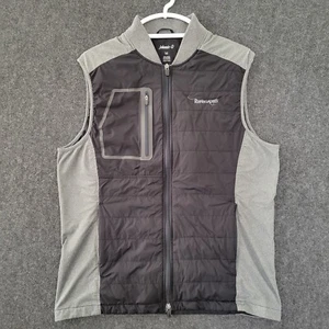 Johnnie O Vest Mens Medium Black Gray Full Zip Mock Neck Golf Golfer Renegades - Picture 1 of 17