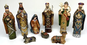 Jeweled 9 Piece Christmas Nativity Set Resin - Picture 1 of 8