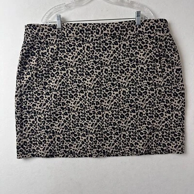 Falda LOFT Plus Talla 20 Marrón Leopardo Estampado Animal Jacquard Bolsillo Recto Mini Foto 1 de 4