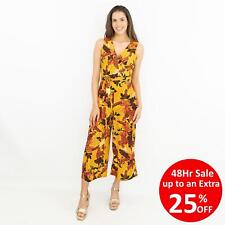 Karen Millen Womens Jumpsuit Batik Print Belted Jersey Cropped Wide-Leg Zip