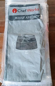 6 pack Chef Works Unisex black waist apron NEW waiter waitress F9 - Picture 1 of 4
