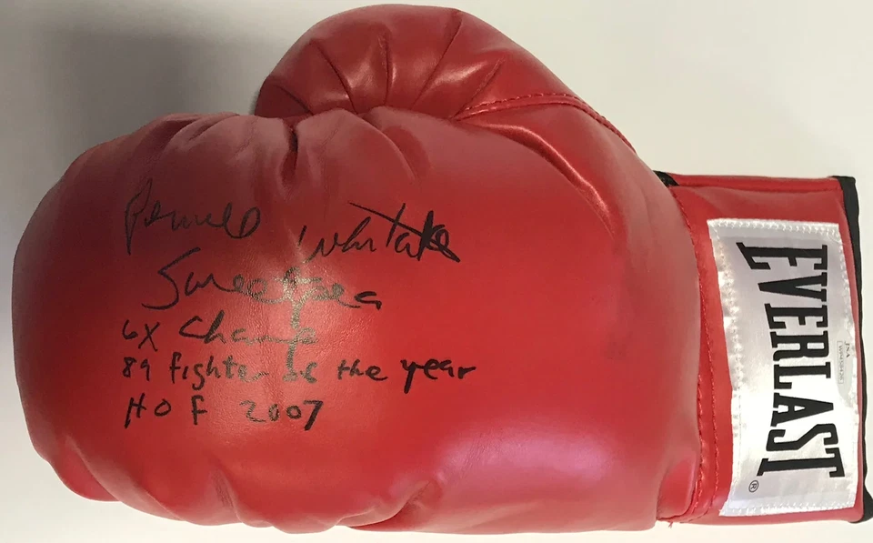 Pernell Whitaker Autographed Red Everlast Left Boxing Glove (JSA) - Image 1 of 1