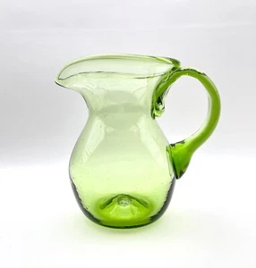 Hand Blown Translucent Green 7” Pitcher - Picture 1 of 9