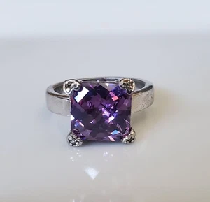 Sterling Silver Faceted Amethyst Ring JR Style Size 7 by FAS - Imagen 1 de 11