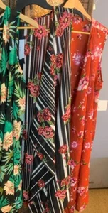 WOMEN PLUS SIZE PRINT KIMONO CARDIGAN DUSTER Black floral SLEEVELESS JACKET sale - Picture 1 of 1