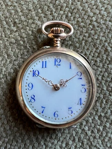 Antike Taschenuhr Silber Zylinderhemmung - Blue Numerals - 31 mm ca. 1900 - Imagen 1 de 17