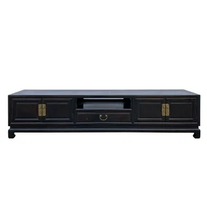 Chinese Semi Gloss Brown Low TV Console Table Cabinet cs5959 - Picture 1 of 8