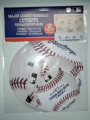 MLB Baseball Cutouts 12 Piece Birthday Party Wall Decoration Baseballs NEW - Image 1 of 4