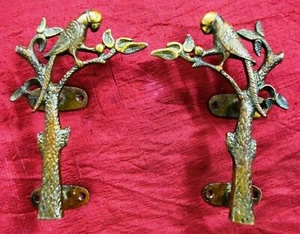 Beautiful Handicraft Design Brass Parrot On Tree Shaped Antique Door Handle A30 - Picture 1 of 6