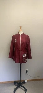 Aris A silk jacket reversable Burgundy Green embroidery - Picture 1 of 4