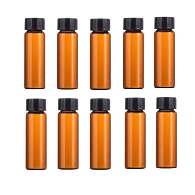 20ml Amber Glass Reagent Bottle,Penicillin Vials,Black PP Screw Lid,10 PCS/Pack - Image 1 of 4