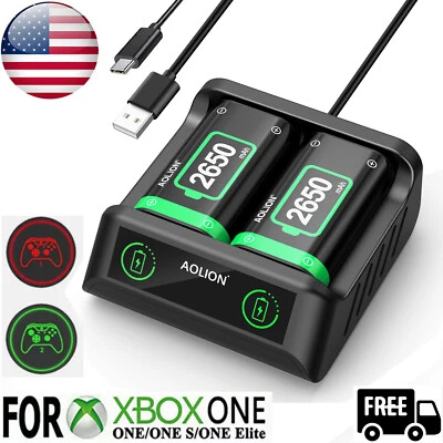 2PCS Rechargeable Battery+ USB Charger Cable For XBOX One/S / Elite Controller - Image 1 of 4