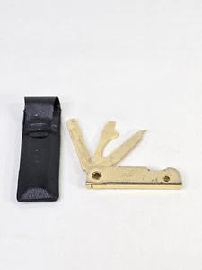 Vtg Trim Bassett USA 3 Blade Gold Tone Pocket Knife 1985 & Black Case - Picture 1 of 10