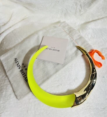 ALEXIS BITTAR NEON YELLOW LUCITE, GOLD TONE Choker Necklace, RARE!! - Image 1 of 4