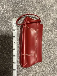 Red Leather Clutch Purse Bag Small - Picture 1 of 5