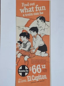 Vintage Santa Fe Printanzeige 1957. Finde heraus, was für Spaß ein Zug sein kann - Bild 1 von 1