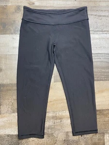 Ivivva Girls Leggings Size 12 Capri Black Cropped Pants Reversible Stretch Logo - Picture 1 of 22