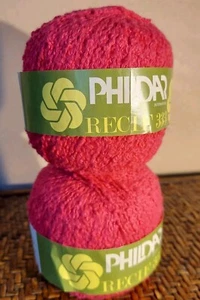 Vintage Phildar Recif 333 Garn Baumwolle rosa 2 Knäuel 40g 10oz 3/4 Handwerk Häkeln  - Bild 1 von 6