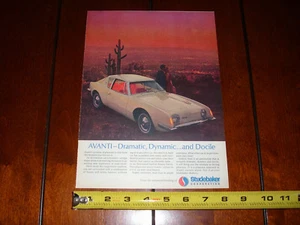 1963 STUDEBAKER AVANTI - ORIGINAL VINTAGE COLOR AD - Picture 1 of 2