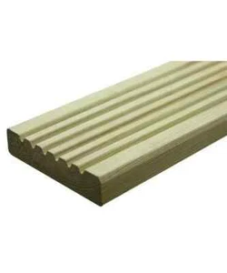 4.8m treated Decking Boards 32mm x 125mm x 4.8m 6 Groove upgraded timber decking - Picture 1 of 2