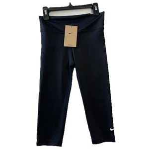 Nike Girls Small Leggings Dri-fit High Rise Capri Black Msrp $30 - Picture 1 of 4